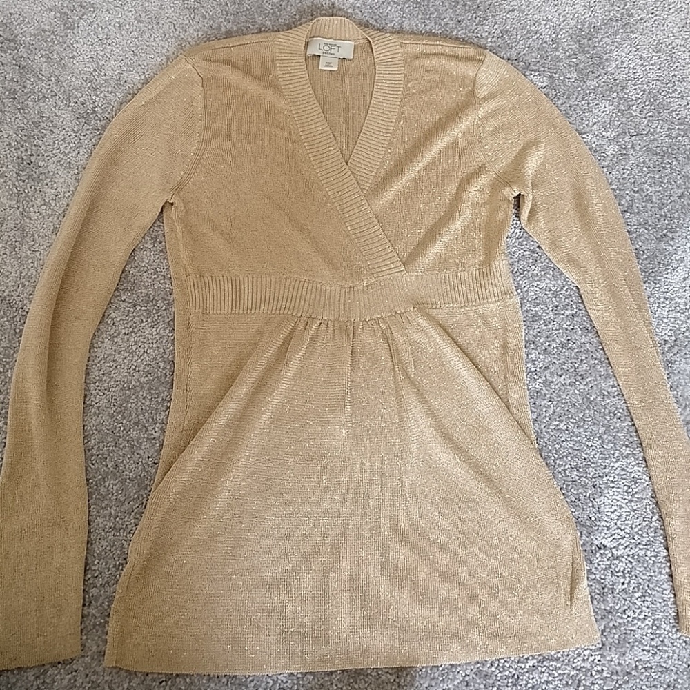 Ann Taylor Loft gold sweater size xs petite